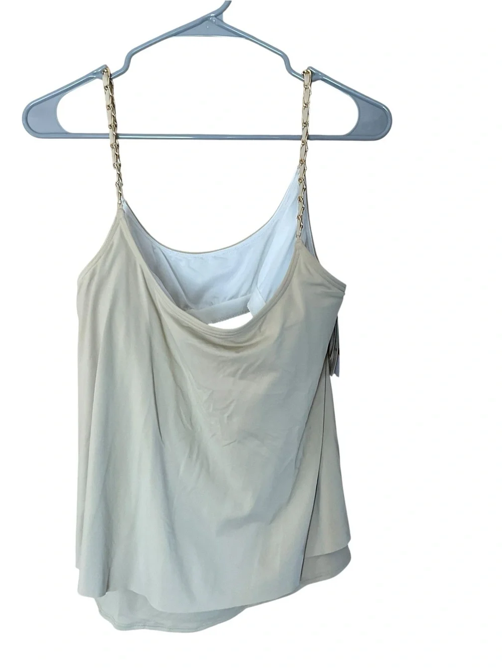 NWT Michael Kors Sand Layered Tankini Top Gold Chain Straps Size Small